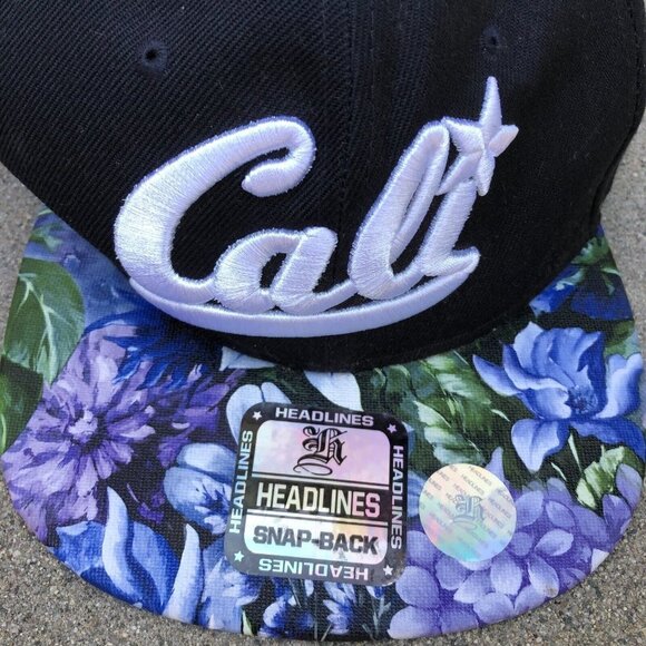 HEADLINES CALI Snapback Hat Men's Black California Foral Bill Cap One Si… - Picture 6 of 6